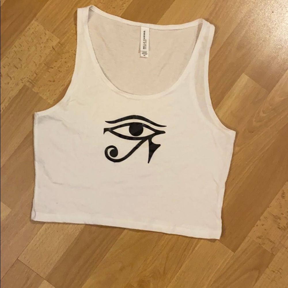 Women’s white crop tank top Egyptian eye